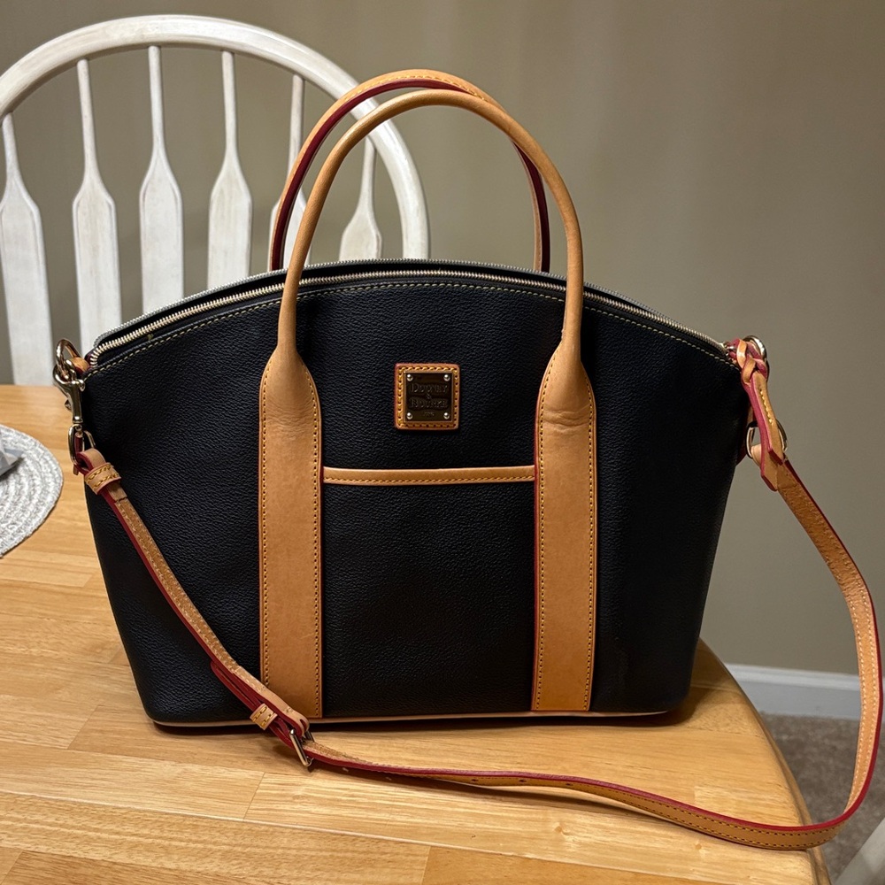 Dooney & Bourke Black and Tan Satchel - Picture 2 of 5